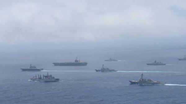 资料图：“马拉巴尔2016”海上联合军事演习