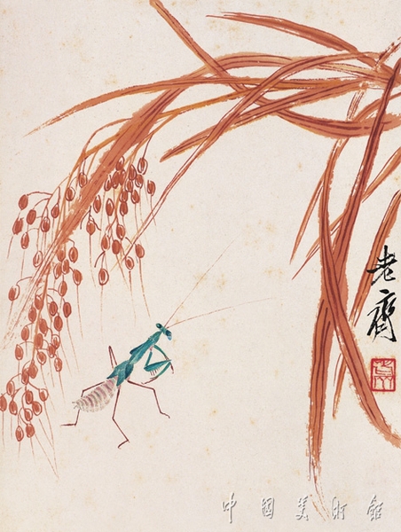 稻谷螳螂 齐白石 中国美术馆藏