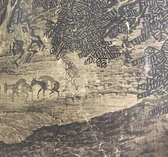 宋 范宽 溪山行旅图（局部）右上有“范寬”款