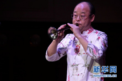 唢呐演奏家孙云岗 新华社记者王义摄