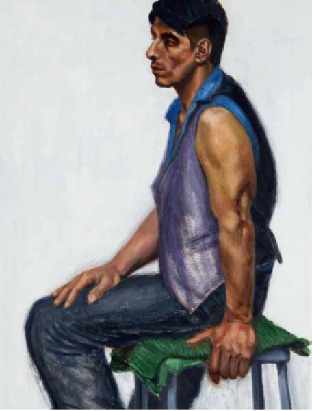 郑绪岚 《穿蓝马甲的男子》 46cm×61cm 2015年_nEO_IMG.jpg