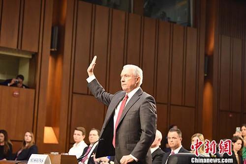 资料图：美国司法部长塞申斯。 中新社记者 邓敏 摄