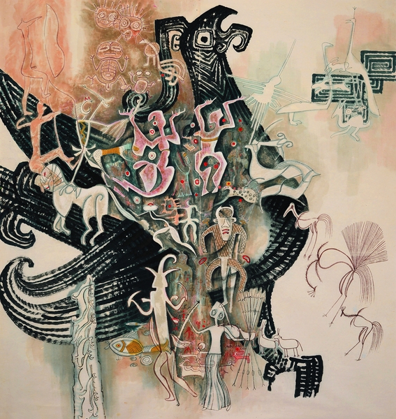 吉祥鸟2017年纸本设色180CMX168CM