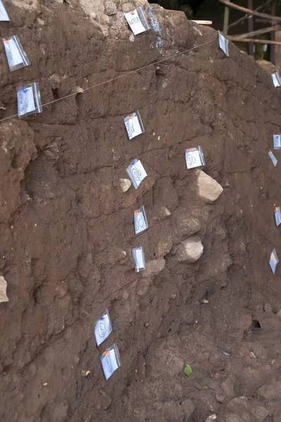 考古现场标记的堆积层