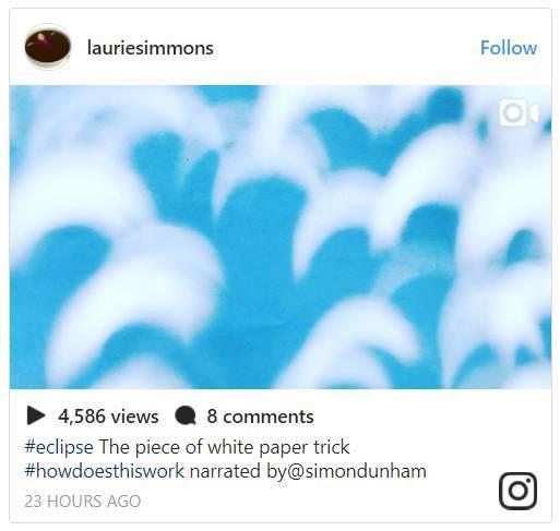 “@simondunham 的白皮书小把戏”。图片：Laurie Simmons的Instagram