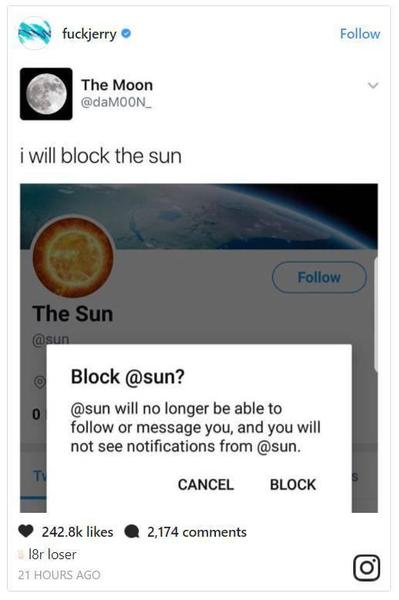“我将要遮住太阳了！”。图片：Jerry Saltz的Instagram