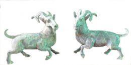 精美逼真的青铜“山羊”。