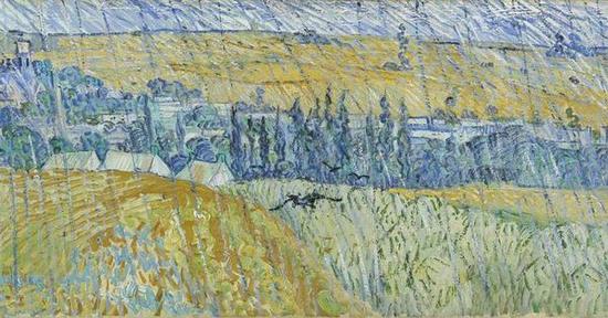 文森特·梵高，《奥维尔的雨》，1890年