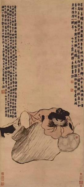 金农《钟馗醉酒》，清代