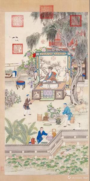 清人《弘历圆形古装行乐图》轴