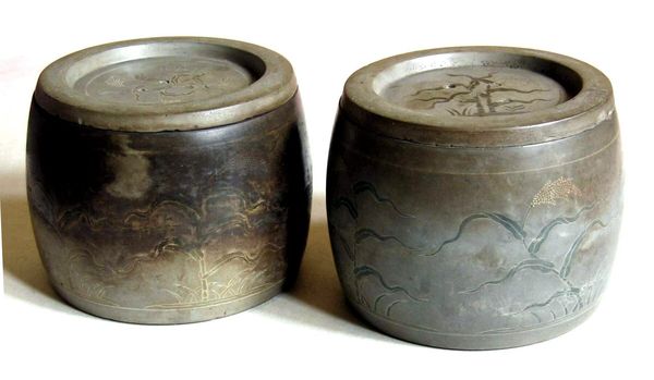 明代彩泥镶嵌蛐蛐罐