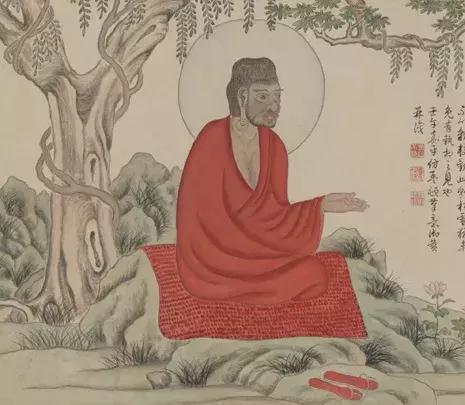 乾隆帝仿赵孟頫红衣罗汉图卷局部，故宫博物院藏