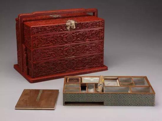 乾隆款雕漆百什件匣，故宫博物院藏