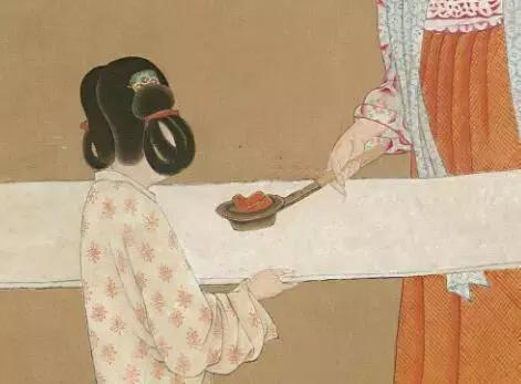 唐，张萱《捣练图》局部，美国波士顿博物馆