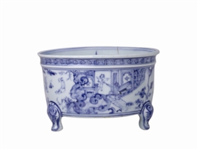 明弘治青花茅山道士图三足香炉