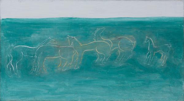 5、常玉《草原上的马群》