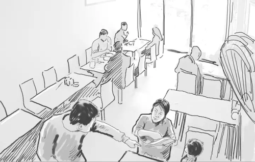 饭馆里保姆连打孩子头部 店老板看不下去出面制止