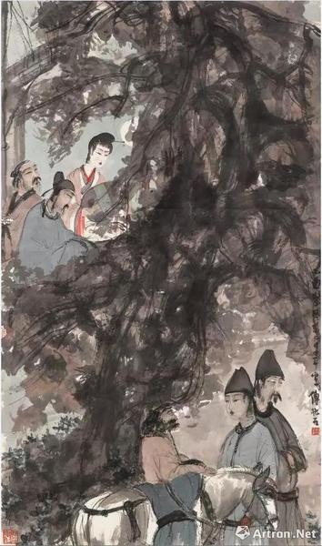 傅抱石《琵琶行》立轴镜框 设色纸本 113 x 66 cm 1945年（拍品）