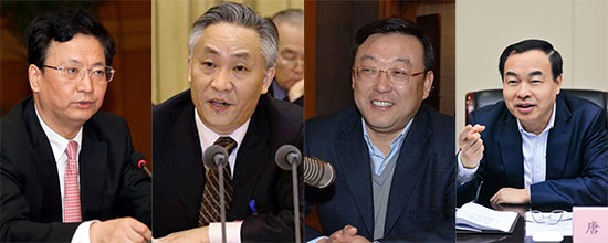 从左往右：景俊海、张国清、唐登杰、唐良智