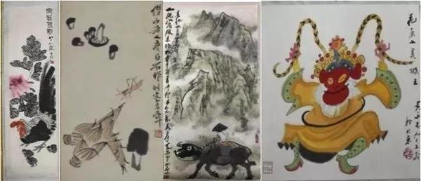 ▲在董某辉、曹某东等7名送拍人及多名买受人处扣押的53幅字画。