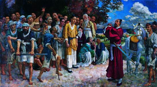 徐悲鸿，《田横五百士》，布面油画，197cmx349cm，1930，徐悲鸿纪念馆藏