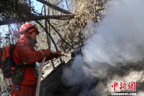 森警官兵正在全力扑灭森火?！⊙羁』?摄