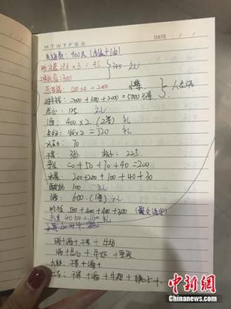 居民展示的春节手写账单。受访者供图