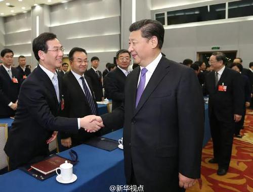 2016年3月4日下午，习近平看望出席全国政协十二届四次会议民建、工商联界委员并参加联组讨论。