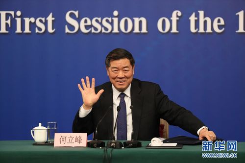 十三届全国人大一次会议新闻中心3月6日上午10时在梅地亚中心多功能厅举行记者会，国家发展和改革委员会主任何立峰、副主任张勇、副主任宁吉喆就“创新和完善宏观调控，推动高质量发展”相关问题回答中外记者提问。图为国家发展和改革委员会主任何立峰。新华网中国政府网 翟子赫 摄