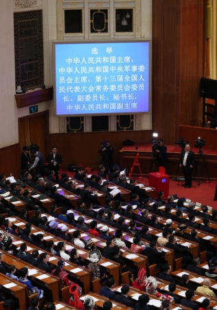 （6）十三届全国人大一次会议举行第五次全体会议