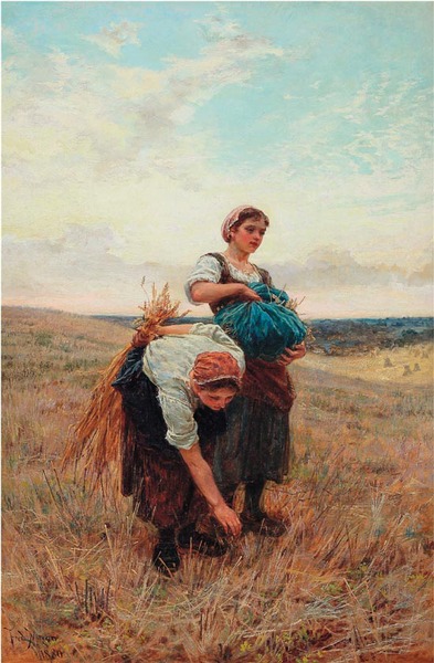 （法）弗雷德里克·摩根 拾穗者 75.6×50.2cm 布面油画 1880年