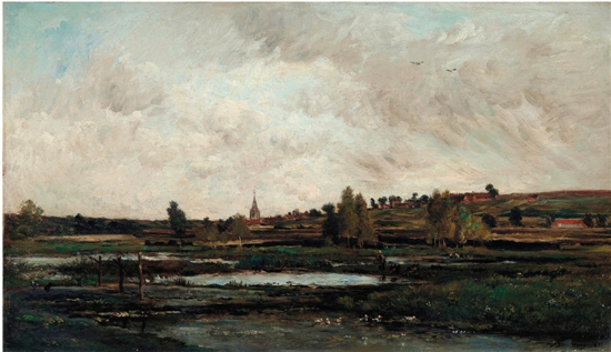 （法）查理·弗兰斯瓦·杜比尼 弗农郊外景色 38×67.5cm 布面油画 1875年