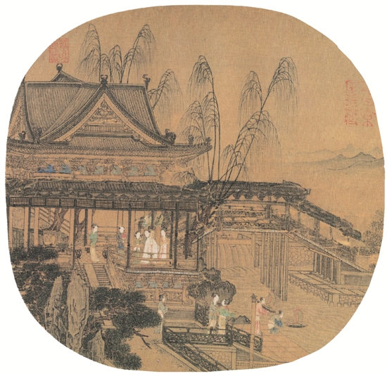 宋 李嵩 水殿招凉图 24.5×25.4cm
