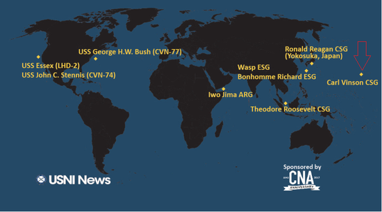 美海军宣布第九航母打击大队今日进入南海海域