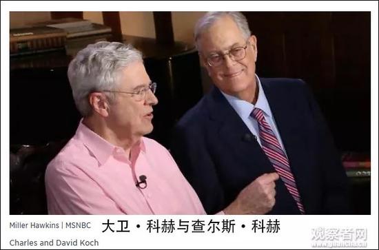 大卫·科赫（右）和查尔斯·科赫（左）CNBC报道截图