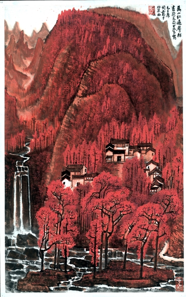 5李可染 《万山红遍》 纸本水墨设色 79.6x49.2cm 1964年