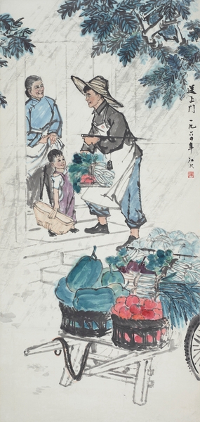 6 韦江凡 《送上门》 纸本设色  152x72cm 1964年
