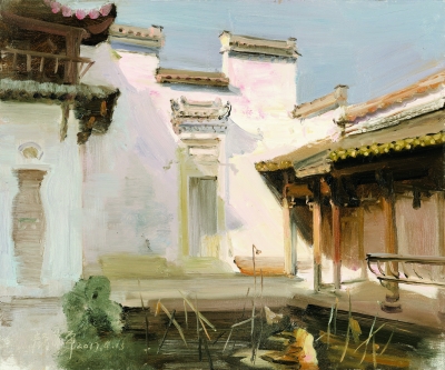 西溪南写生·2（油画） 50×60厘米  颜苏平