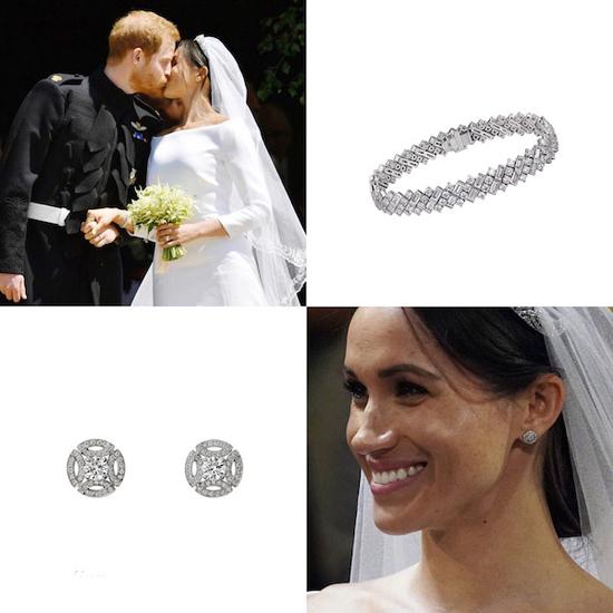 北京时间5月19日，英王室哈里王子与梅根王妃大婚，这场婚礼上的每一个细节都是世界关注的焦点。她佩戴的手环和耳钉都来自卡地亚，冠冕则借自伊丽莎白女王二世