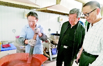     委员们在苏州姜思序堂国画颜料有限公司考察