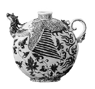     元代景德镇窑青花凤首扁壶    首都博物馆藏