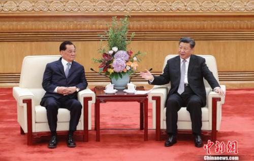 7月13日，中共中央总书记习近平在人民大会堂会见中国国民党前主席连战率领的台湾各界人士参访团。<a target='_blank' href='http://www.chinanews.com/'>中新社</a>记者 杜洋 摄