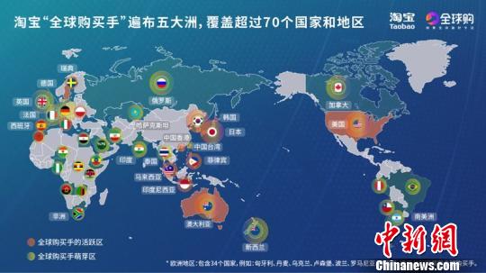 淘宝全球购买手分布图。供图 摄