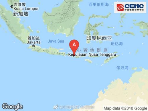 印尼松巴哇岛地区附近发生6.9级左右地震