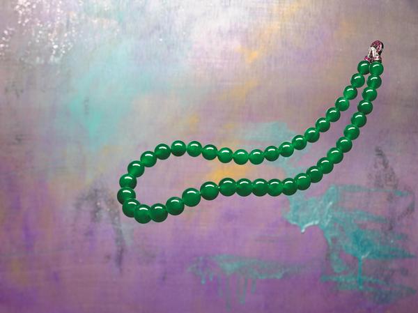 极致珍罕天然翡翠配红宝石及钻石项链