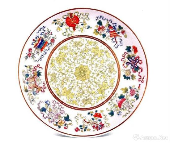 清宣统粉彩八吉祥纹盘
