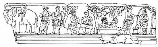 犍陀罗地区的一角仙人浮雕图（小谷仲南 线绘图）