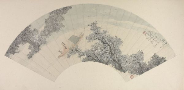 《西溪月棹图》扇页，清，钱杜绘，纸本，设色