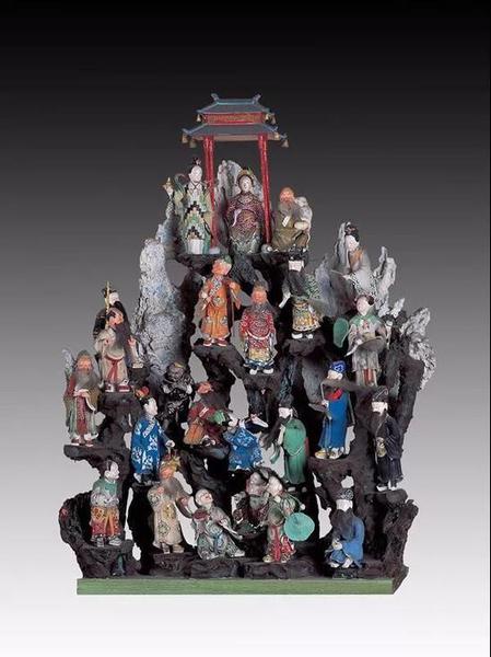 清光绪 “周阿生塑 陈杏芳彩蟠桃会泥塑 ” 无锡博物院藏