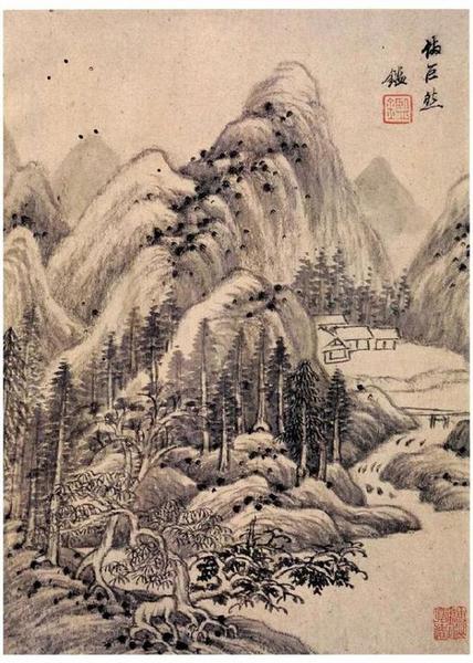 清 王鉴 《仿古山水册页》之一&nbsp; 1656年